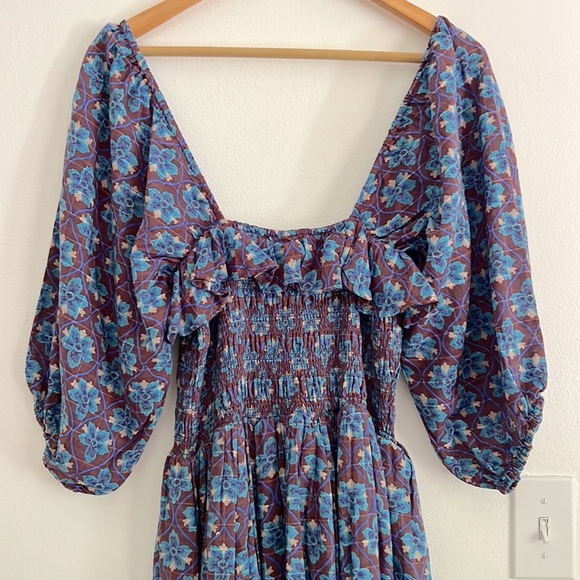 Free People Oasis Printed Midi Dress French Chocolate Combo NWT - Picture 11 of 16